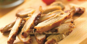 Emincé di filetti di pollo marinato, arrostito