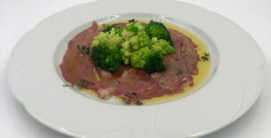 Scottata di carpaccio ai broccoli